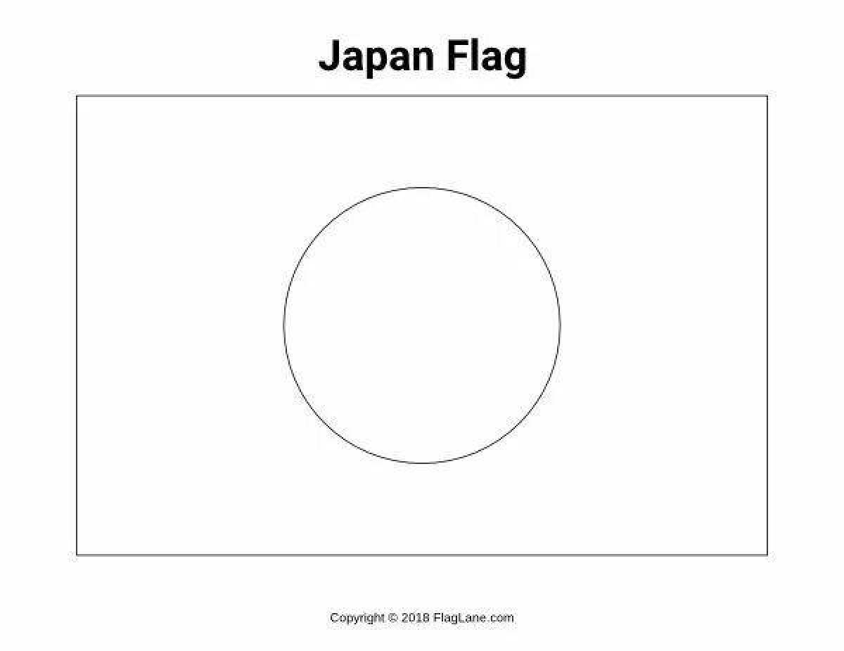 Цветная страница раскраски с флагом японии