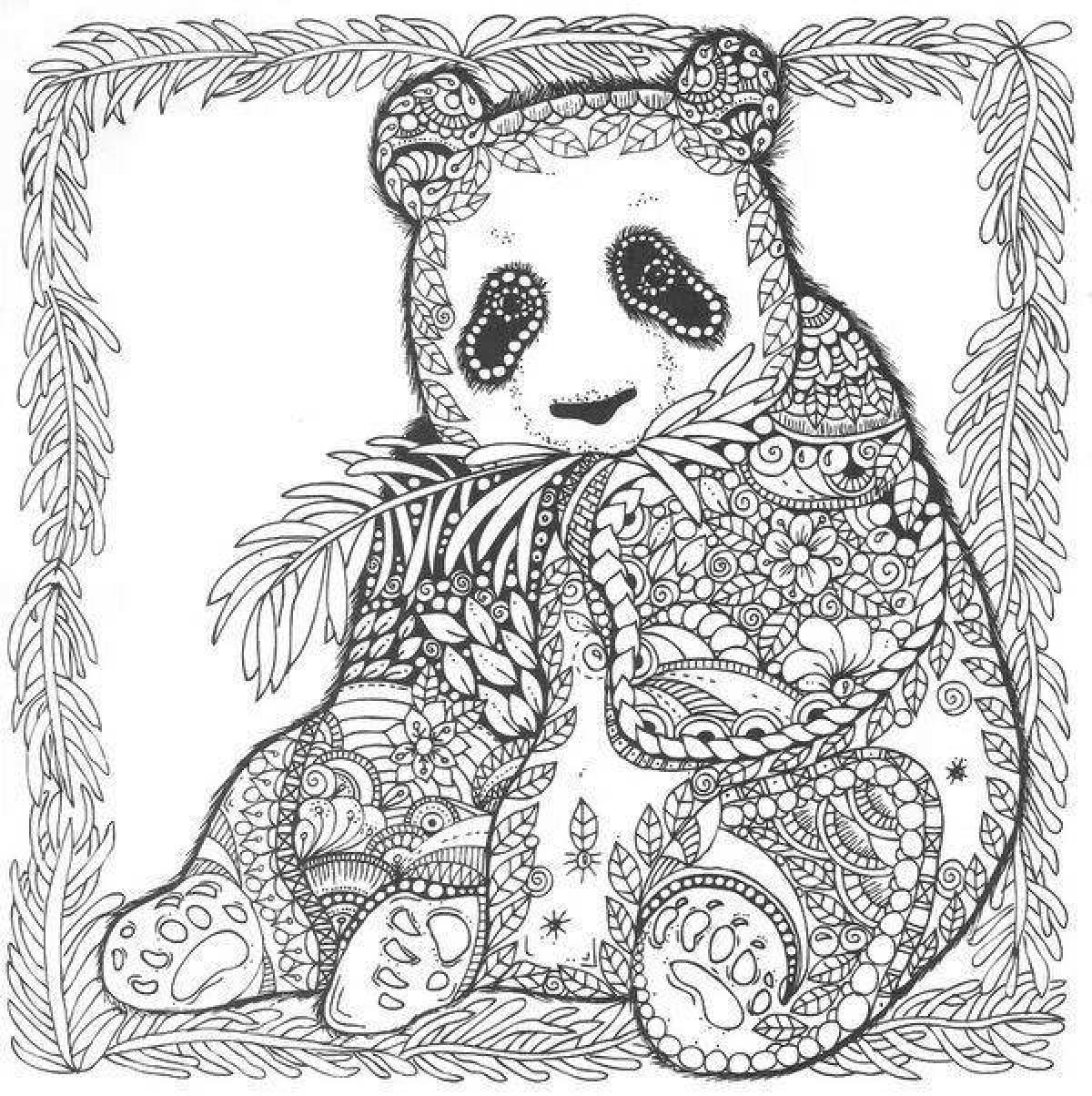 Очаровательная раскраска антистресс панда