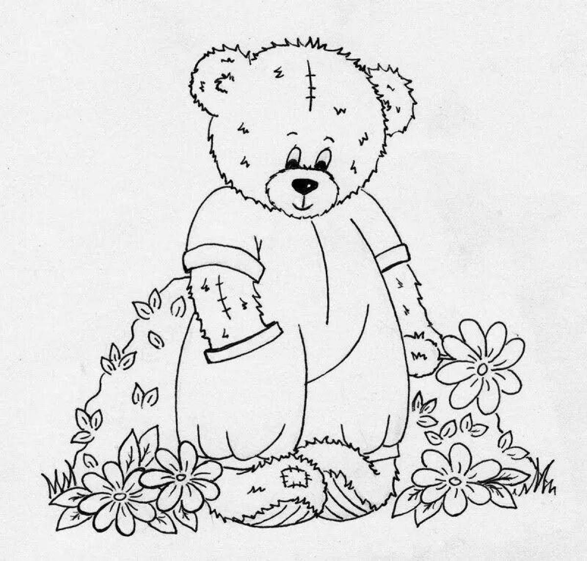 Пушистый медвежонок-раскраска неуклюжий