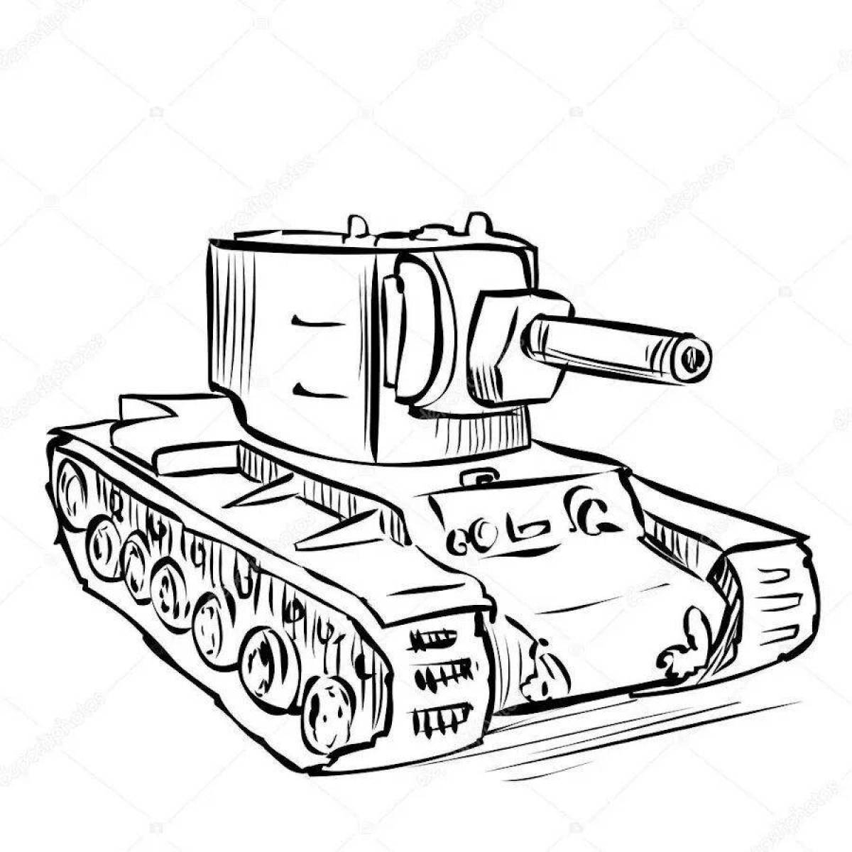 Раскраска великолепный танк кв2