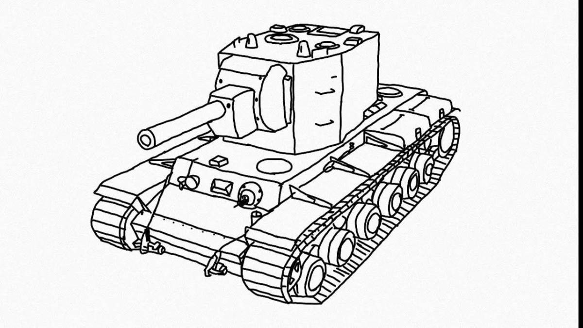 Привлекательный танк кв2 раскраска