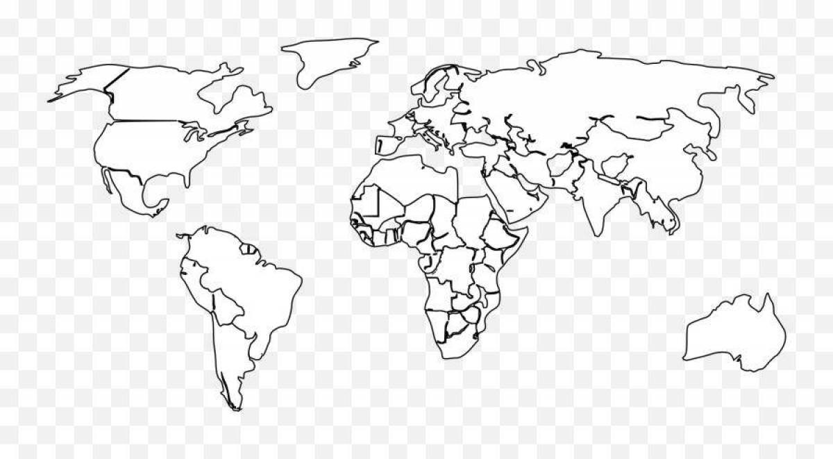 Яркая раскраска политическая карта мира
