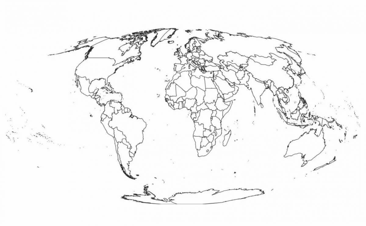 Подробная раскраска политическая карта мира