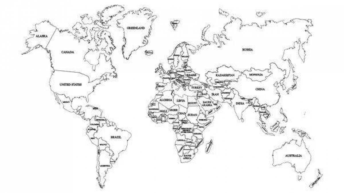 Точная раскраска политическая карта мира
