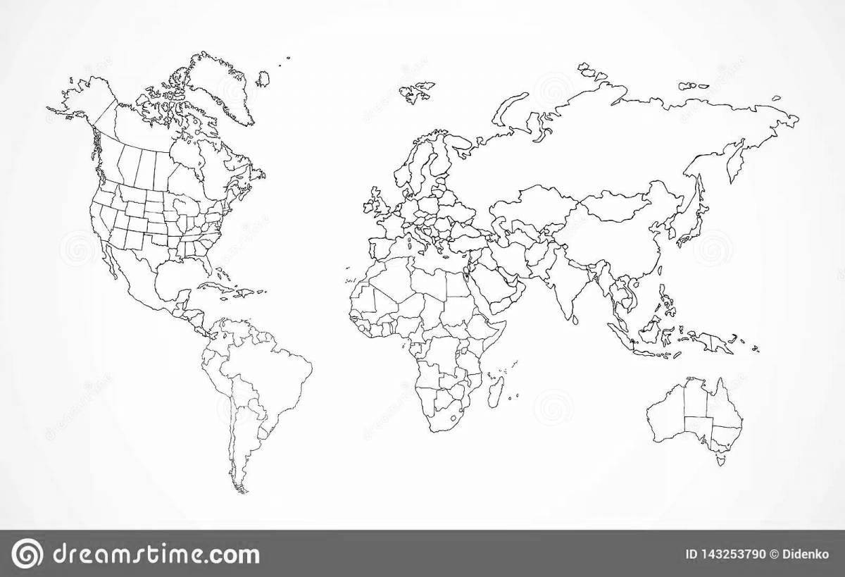 Потрясающая раскраска политическая карта мира