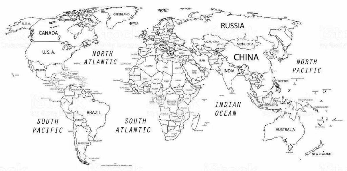 Проницательная раскраска политическая карта мира