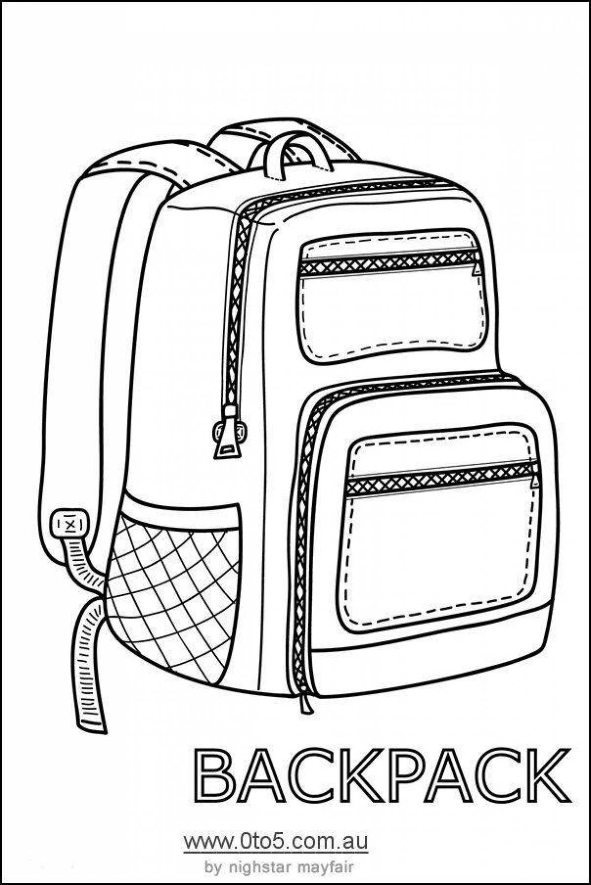 Раскраска яркая школьная сумка