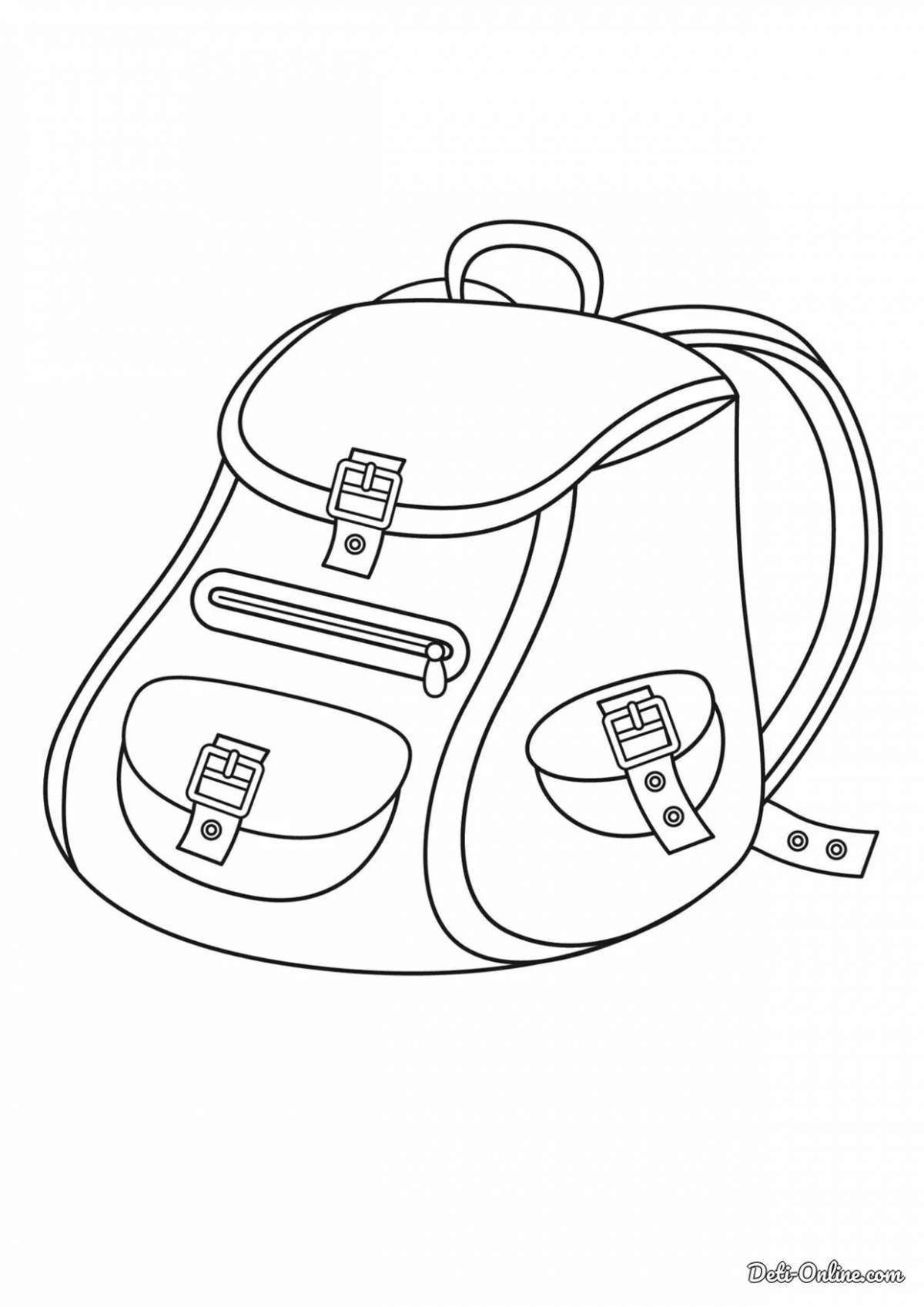 Раскраска стильная школьная сумка