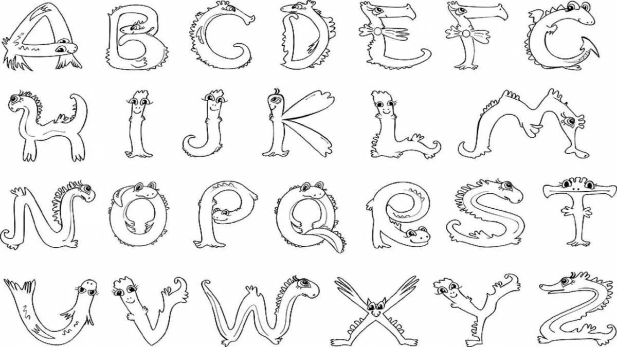 Увлекательная раскраска английские буквы с глазами