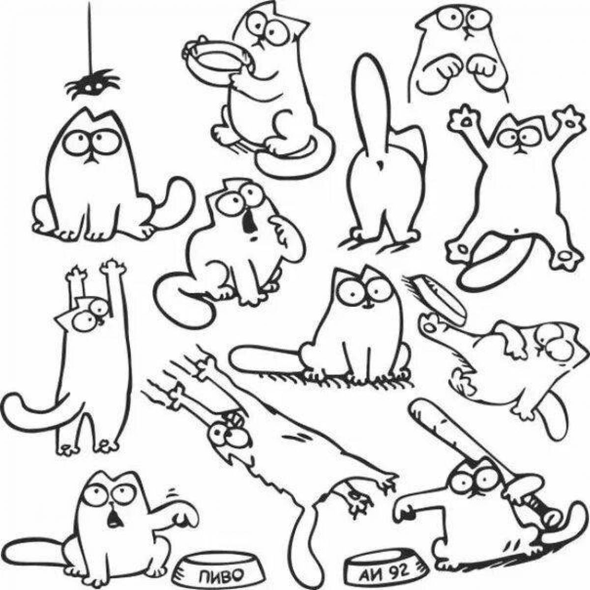 Страница раскраски экзотических кошек