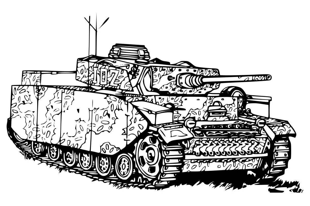 Раскраска изящный немецкий танк