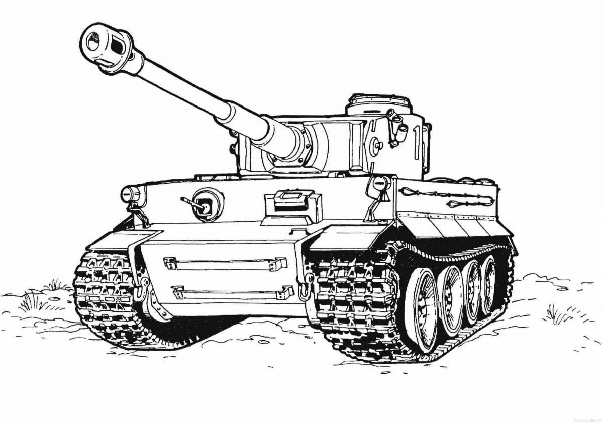 Раскраска сияющий немецкий танк
