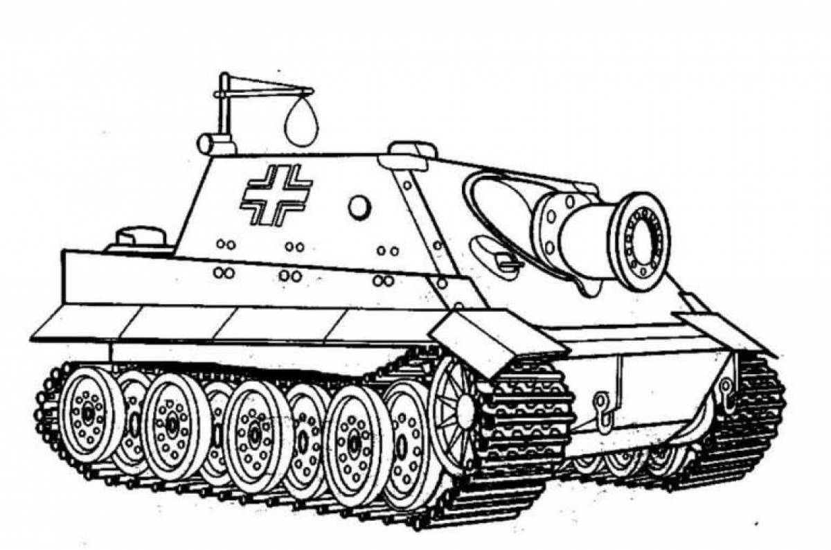 Раскраска блестящий немецкий танк