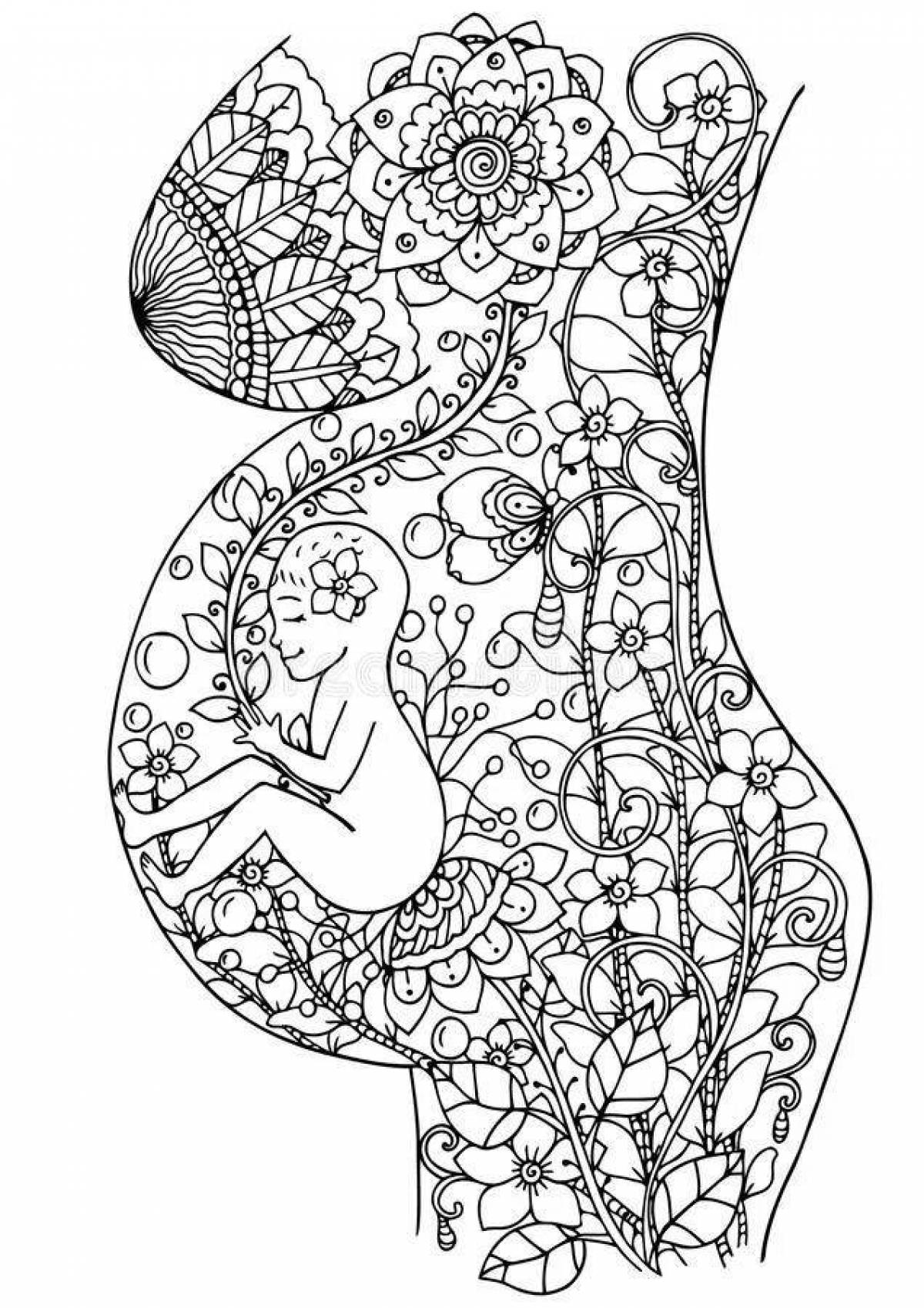 Привлекательная раскраска для беременных антистресс