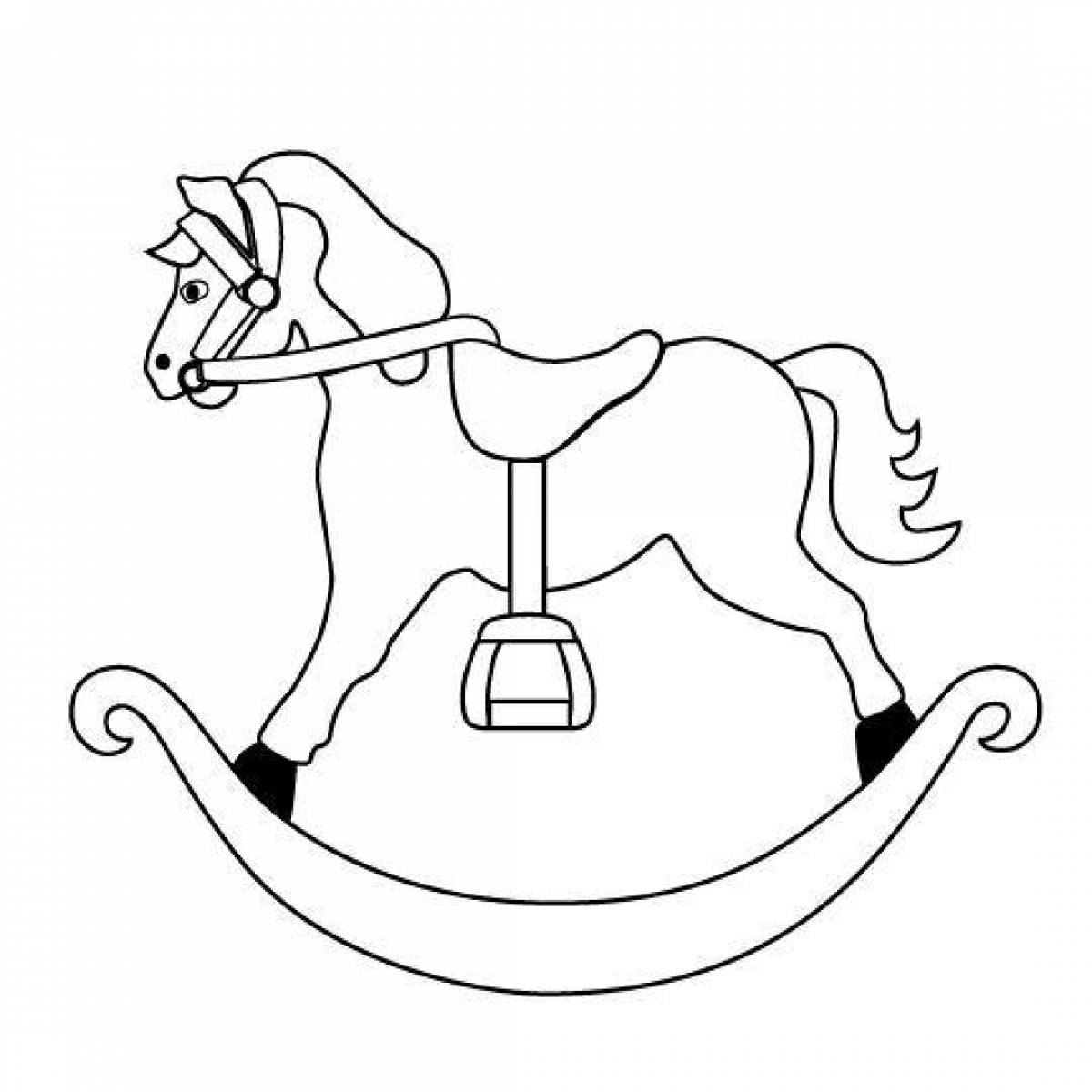 Раскраска сказочная лошадка-качалка