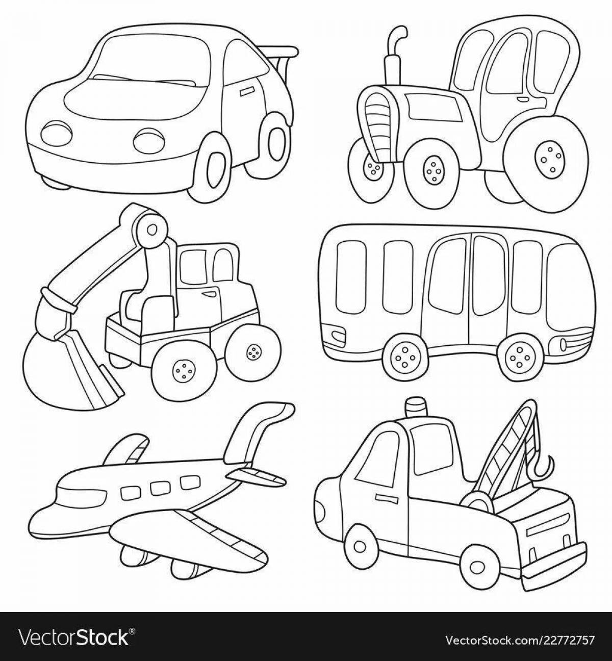 Color-joyful middle group transport coloring page
