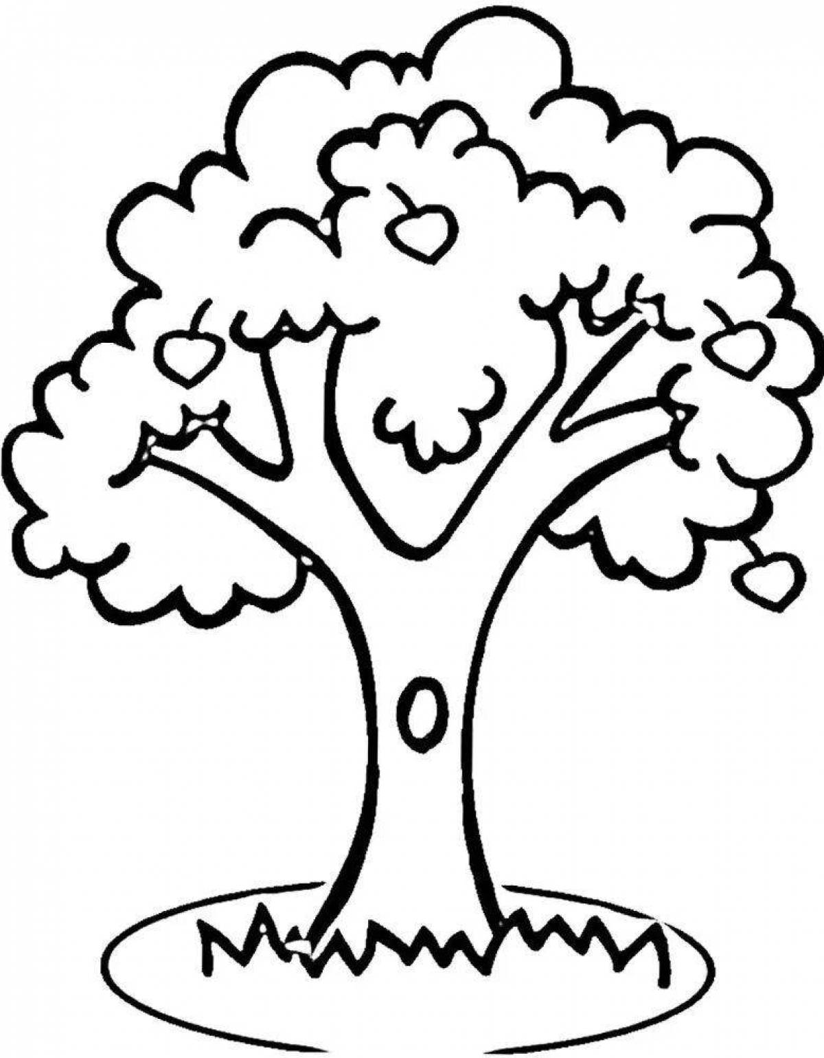 Раскраска царственное дерево с дуплом