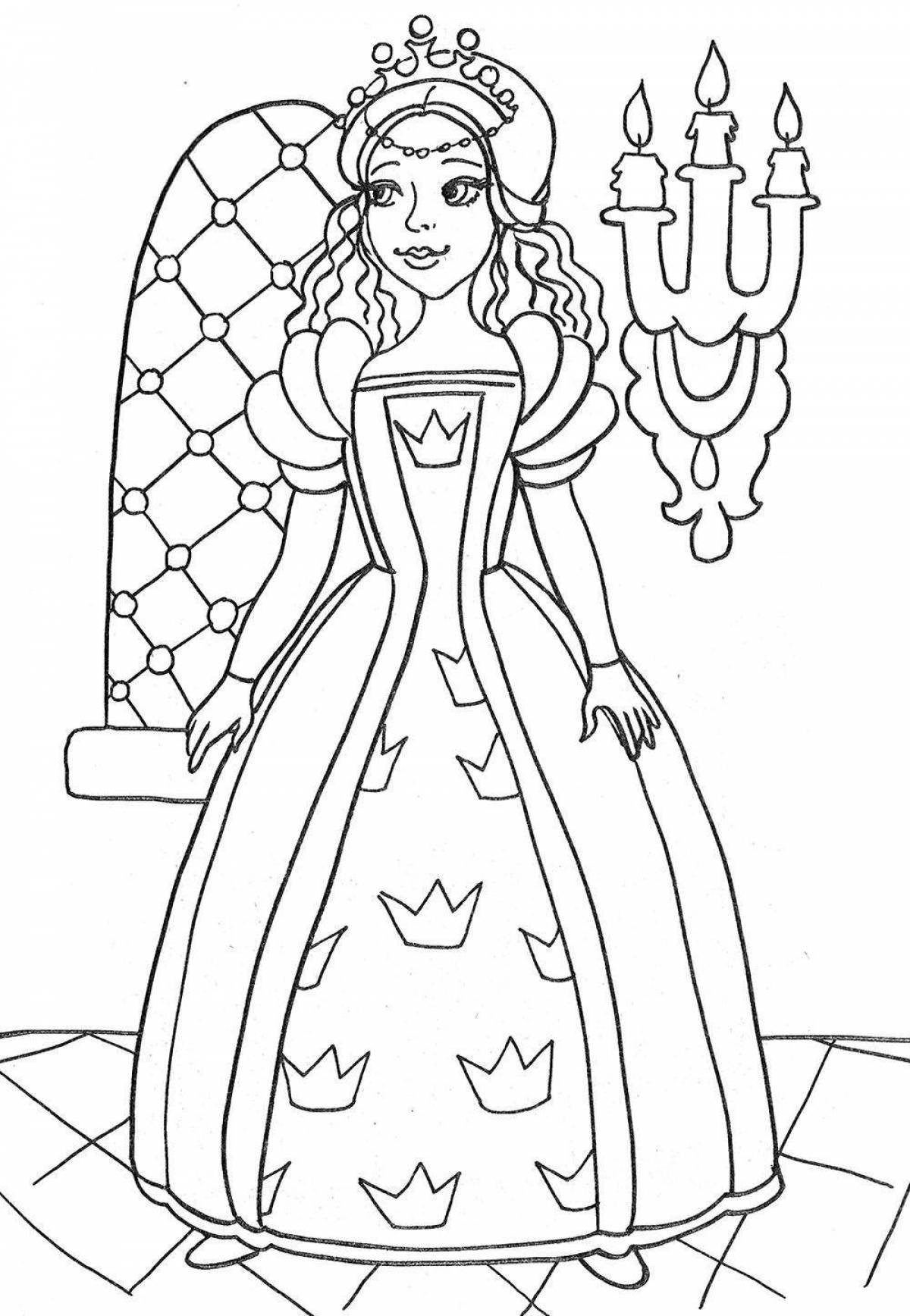 Величественная раскраска принцесса с короной