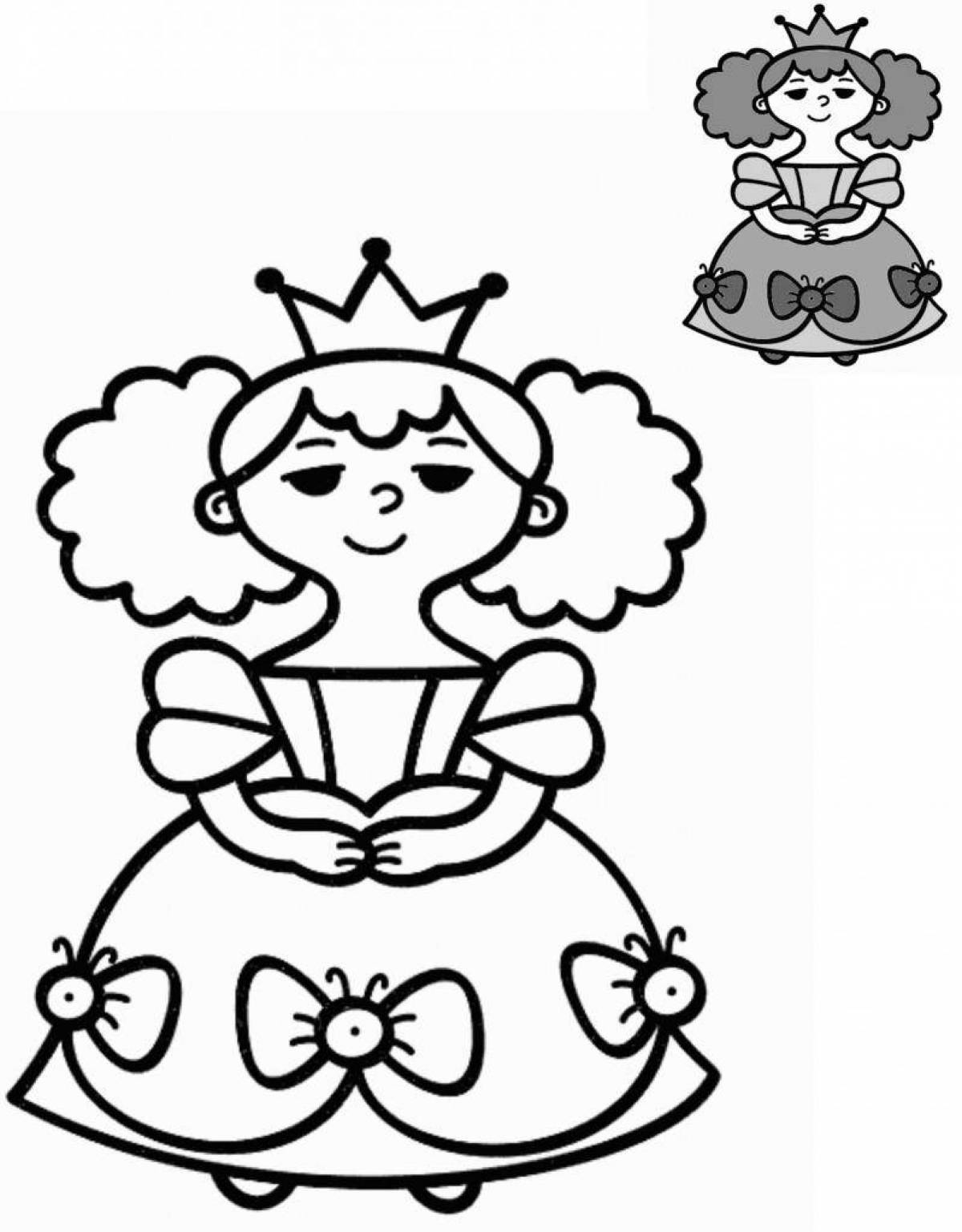 Яркая раскраска принцесса с короной