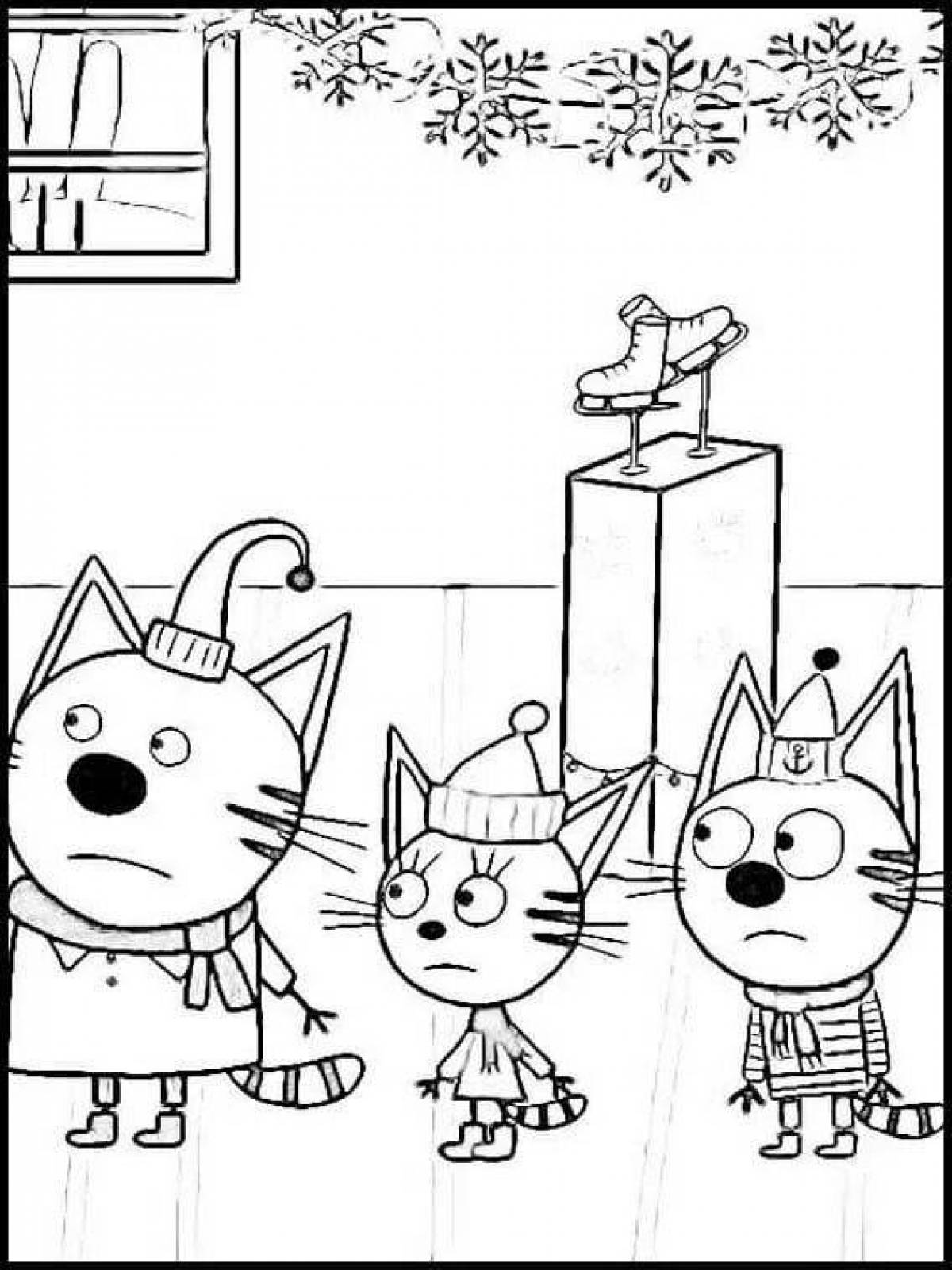 Сногсшибательная новогодняя раскраска «три кота»