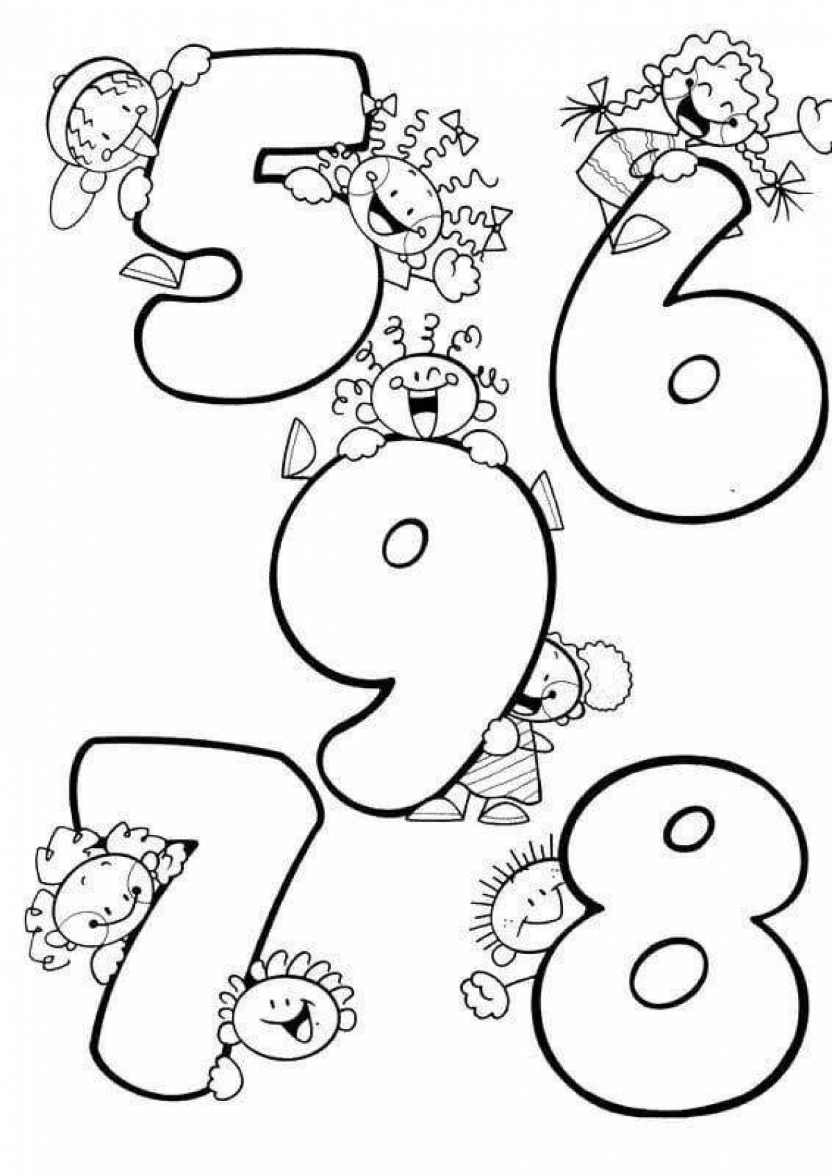 Раскраска смешные числа с безумными цветами