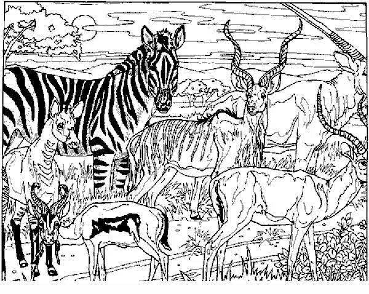 Раскраска radiant savannah animals