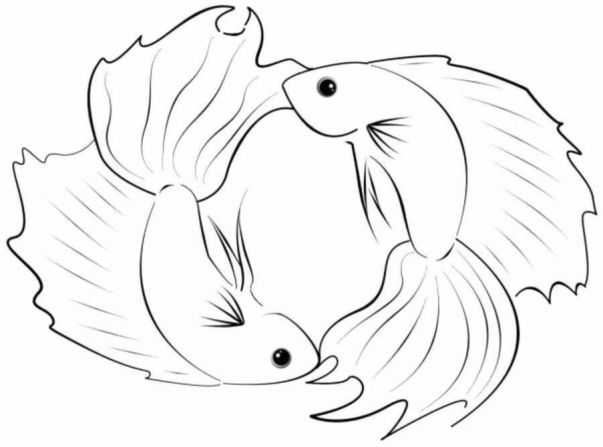 Раскраска радостная рыбка петушок