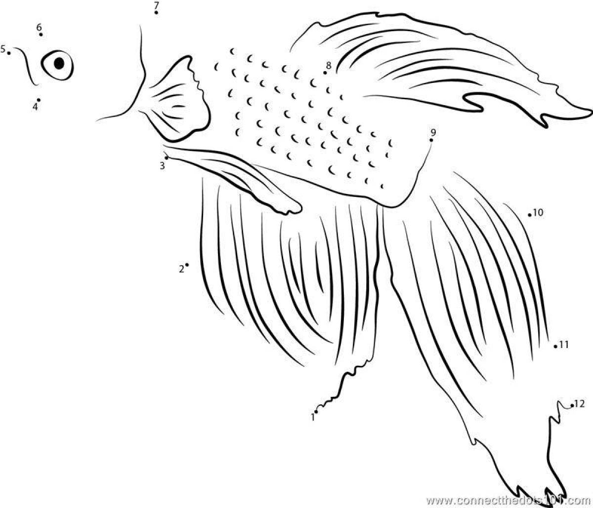 Раскраска игривая рыбка петушок