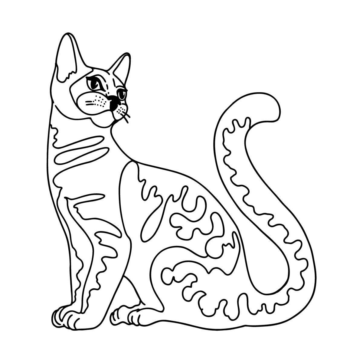 Элегантная бенгальская кошка раскраска