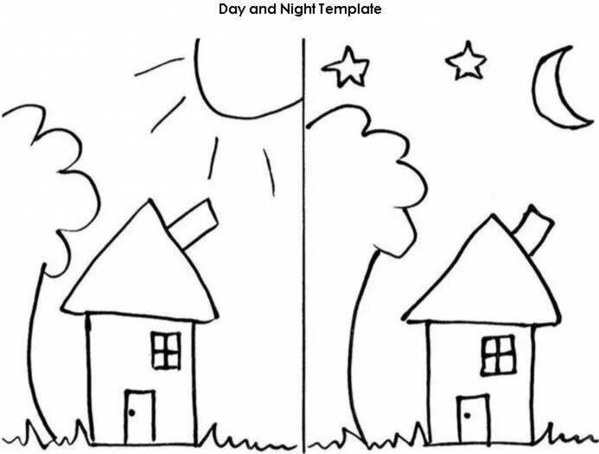 Величественная раскраска страницы «день и ночь»