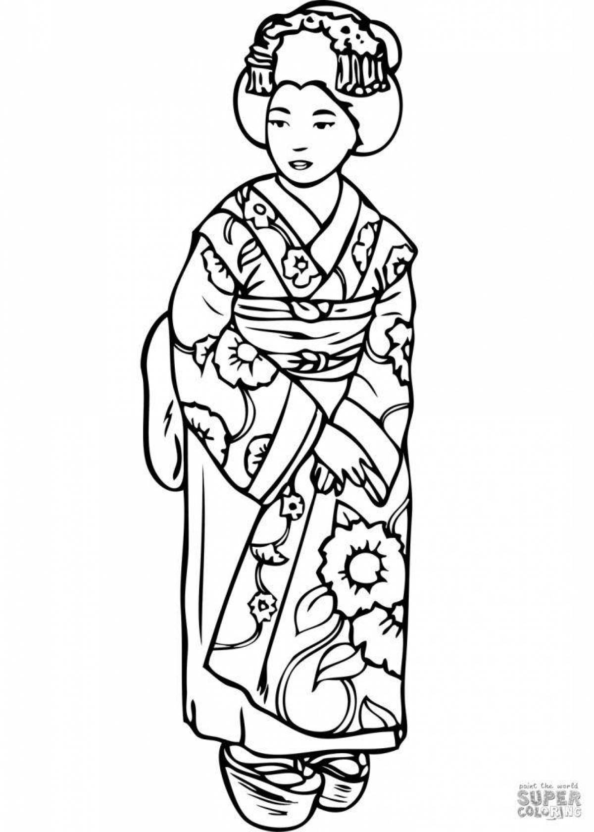 Раскраска serendipitous японка в кимоно рисунок 4 класс