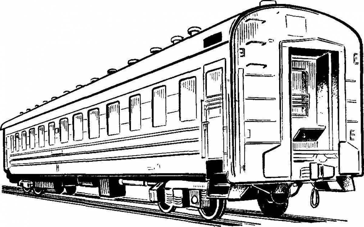 Игривая страница раскраски поезда ржд