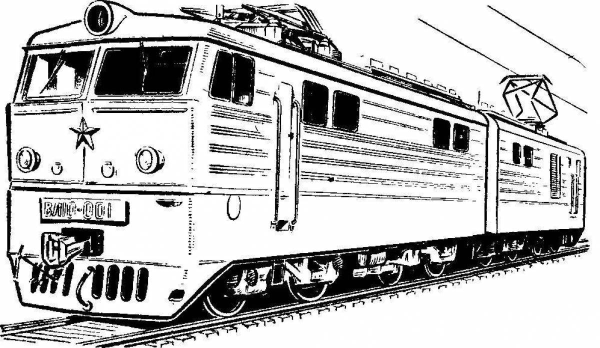 Раскраска элегантный поезд ржд