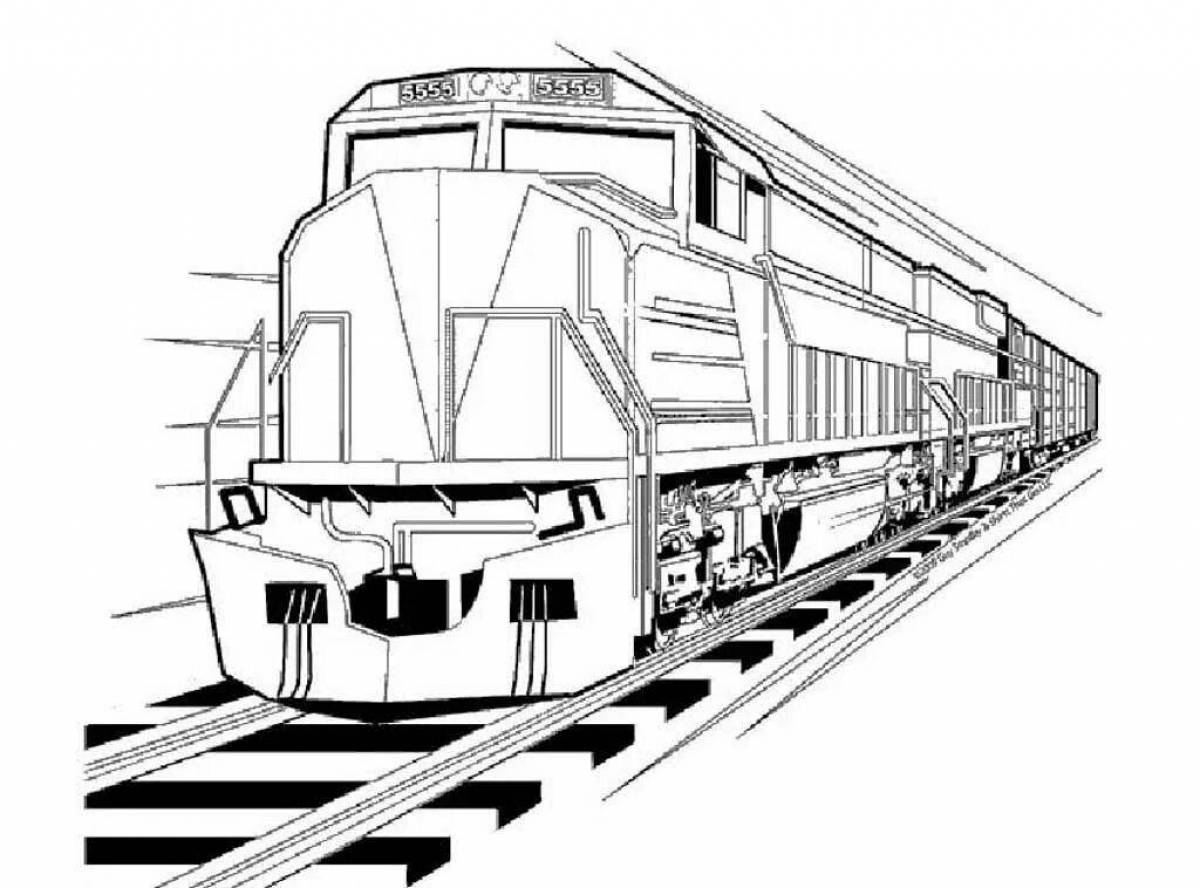Раскраска впечатляющий поезд ржд