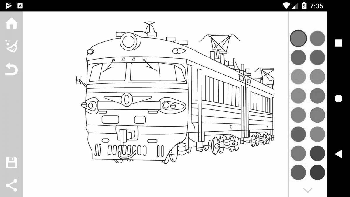 Раскраска эффектный поезд ржд
