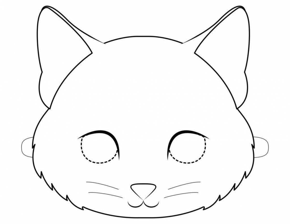 Раскраска красочная маска кошки