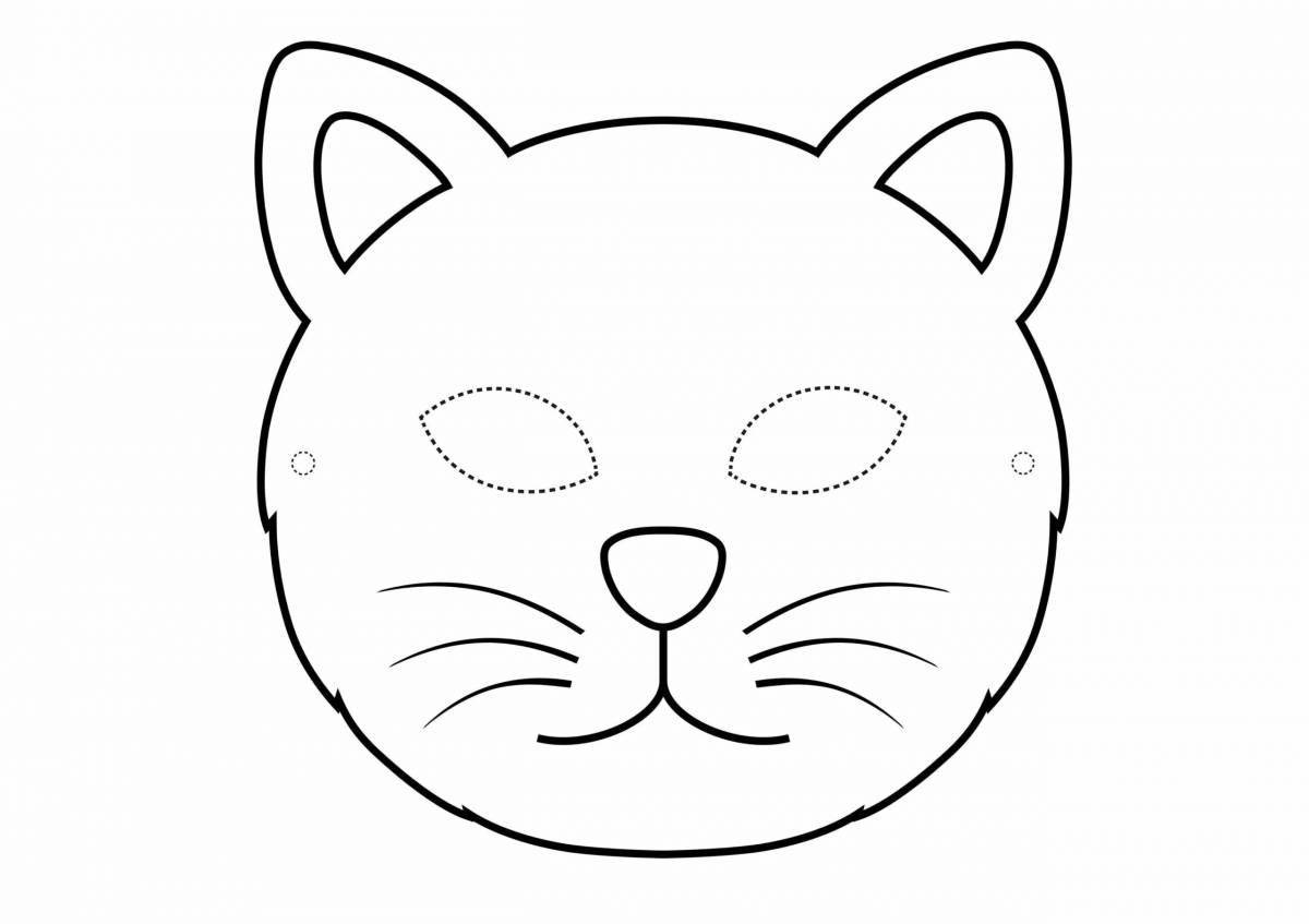 Раскраска маска радостного кота