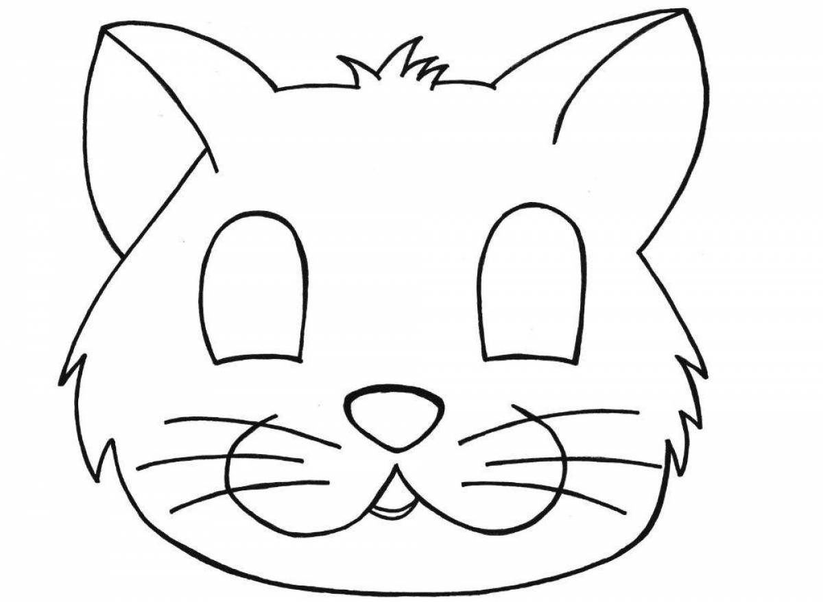 Раскраска веселая маска кошки