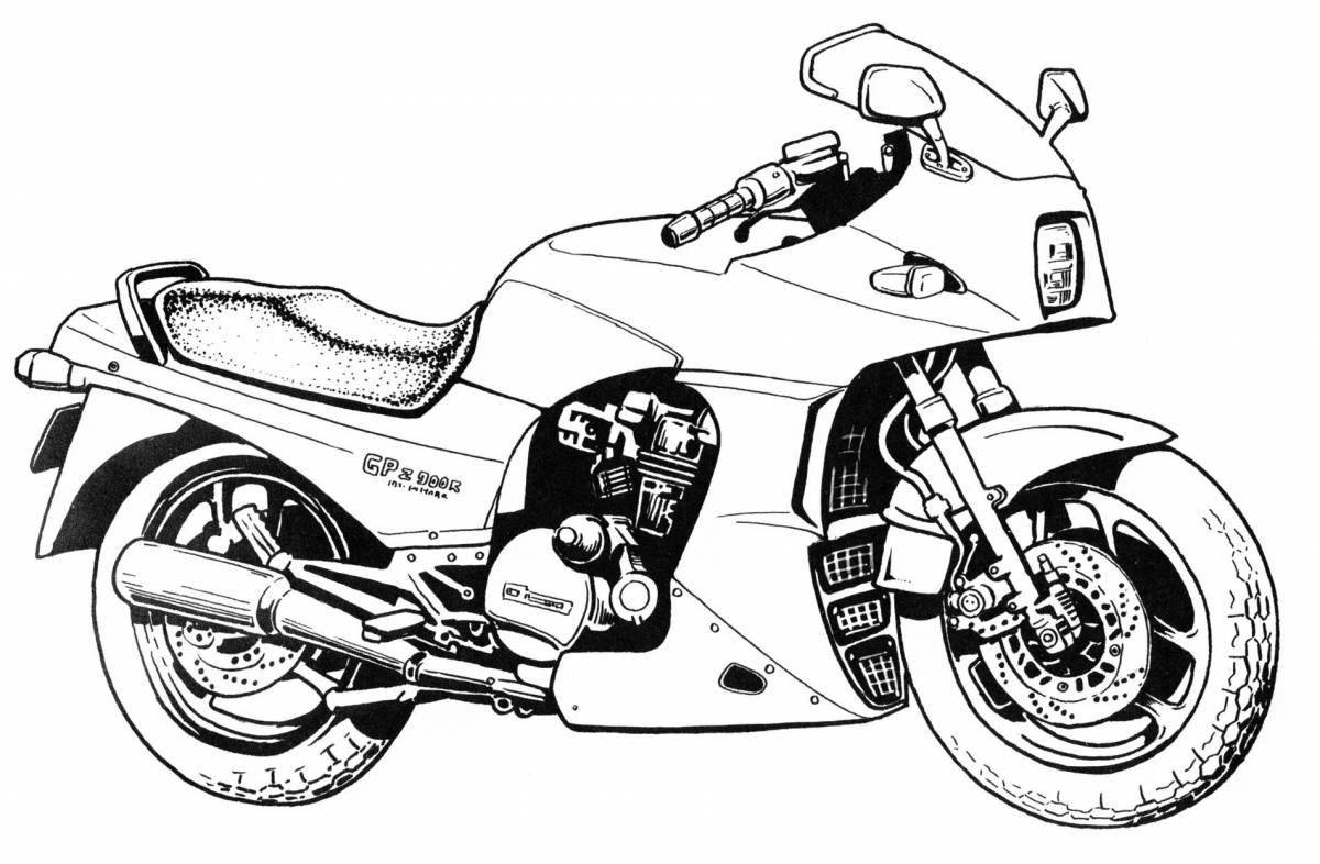 Подробная страница раскраски мотоциклетной полиции