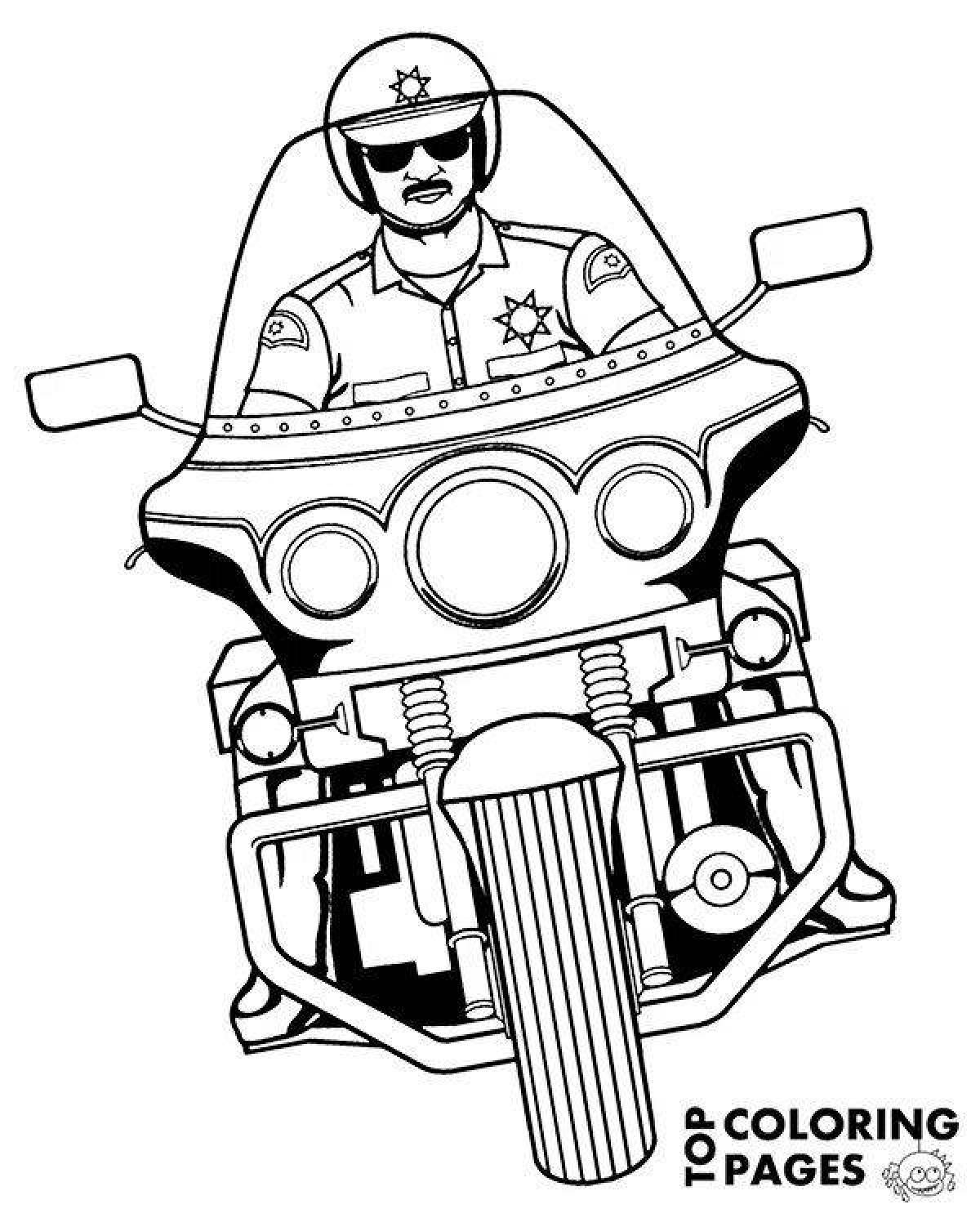 Вдохновляющая раскраска мотоциклетной полиции