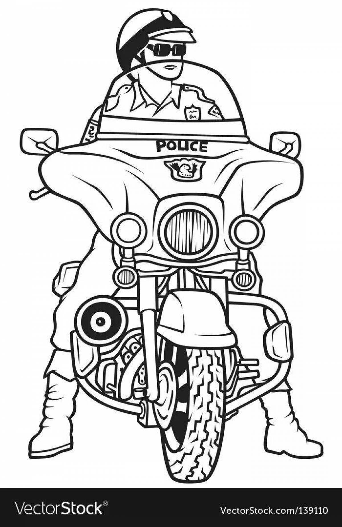 Чудесная раскраска мотоциклетной полиции