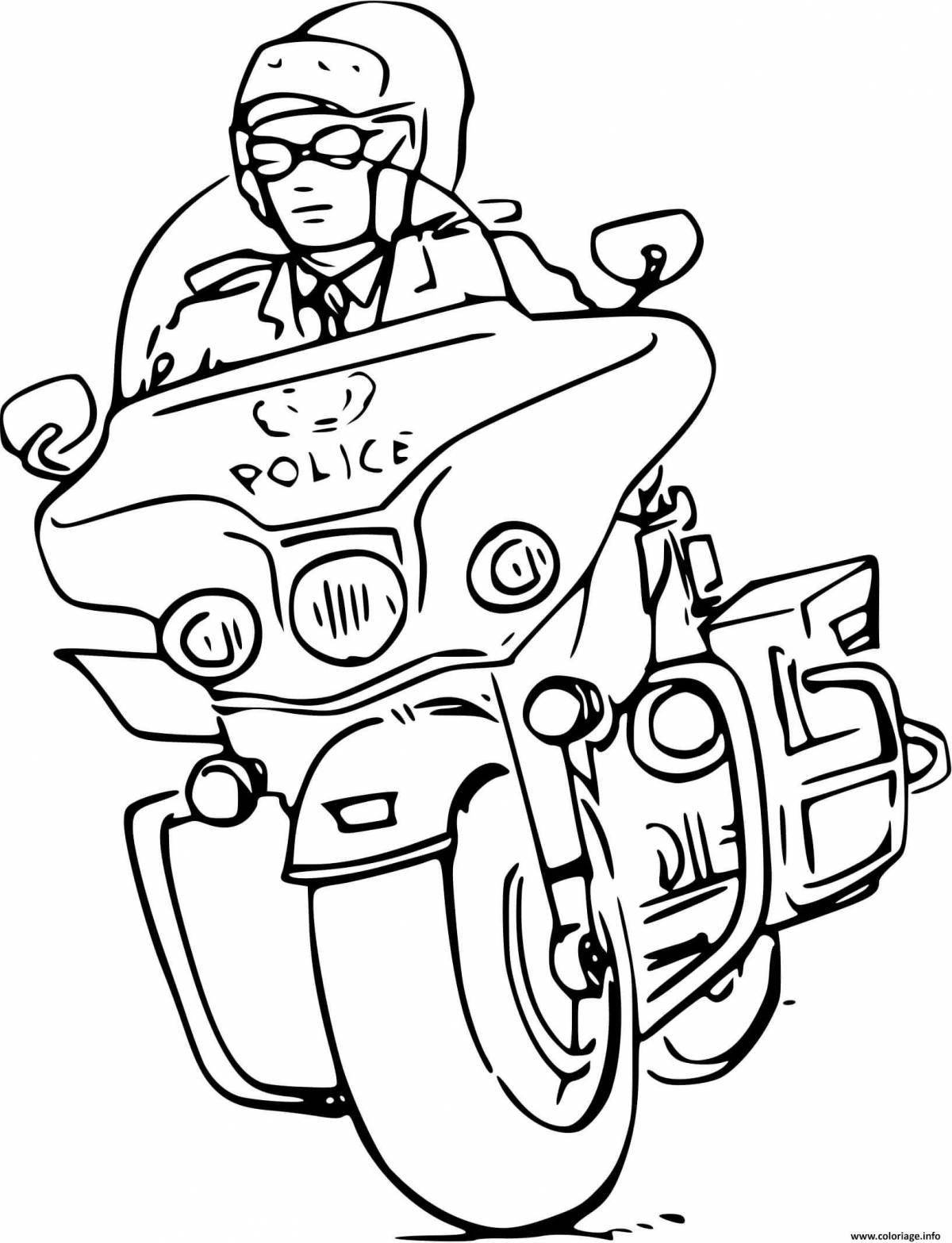 Раскраска выдающаяся мотоциклетная полиция