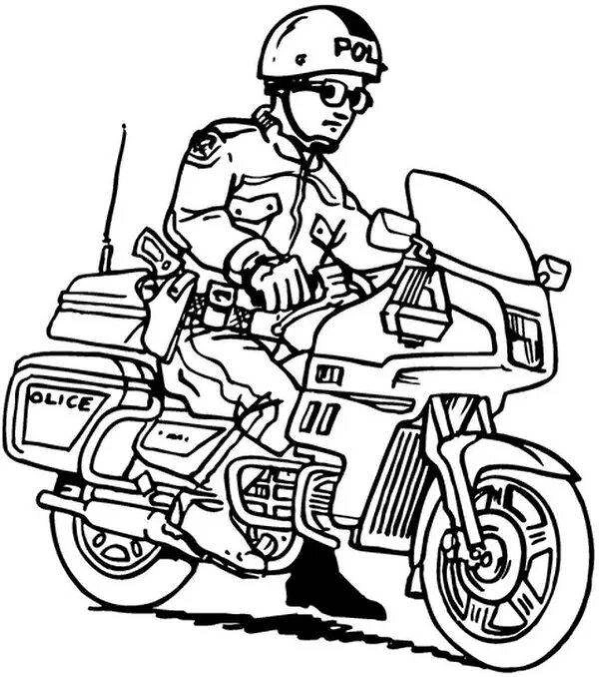 Уникальная страница раскраски мотоциклетной полиции