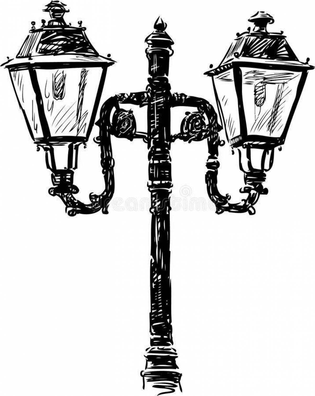 Раскраска украшенный уличный фонарь
