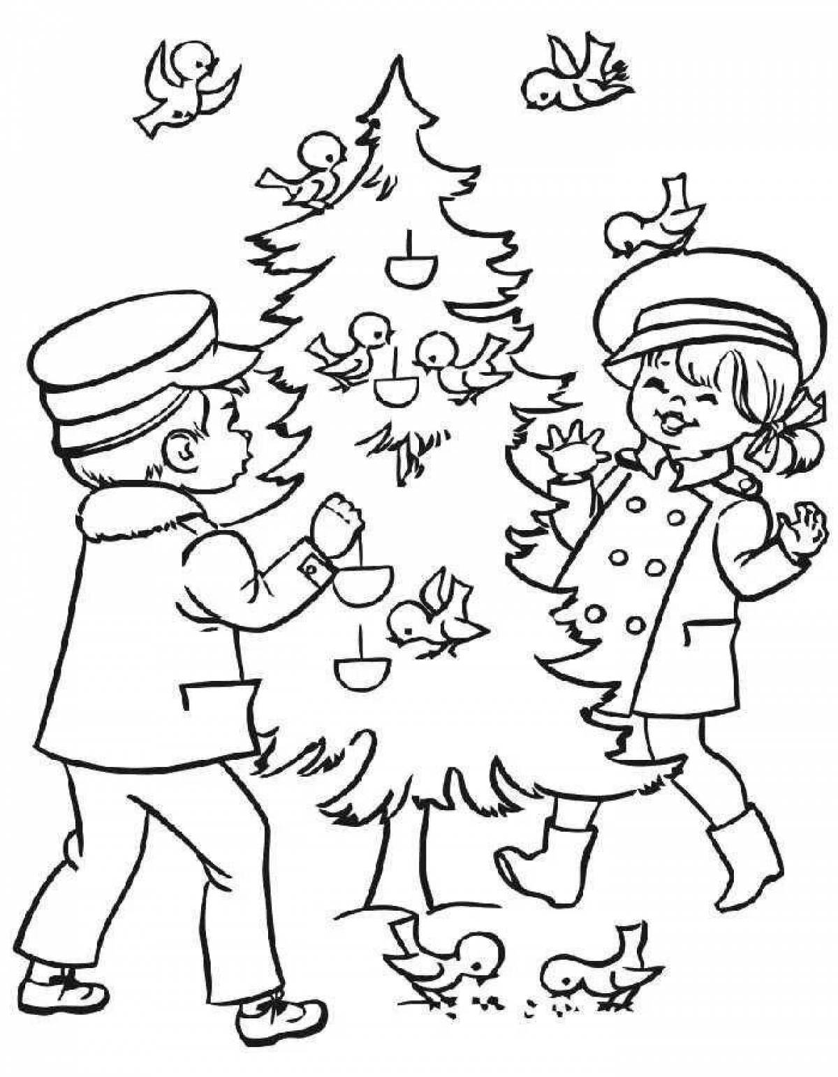 Раскраска изысканная михалковская новогодняя сказка