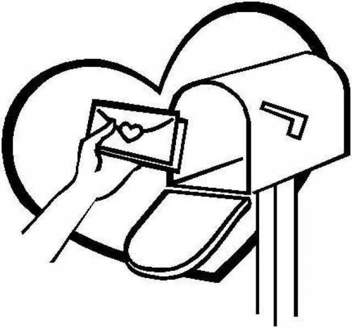 Раскраска «радостный почтовый ящик» для школьников