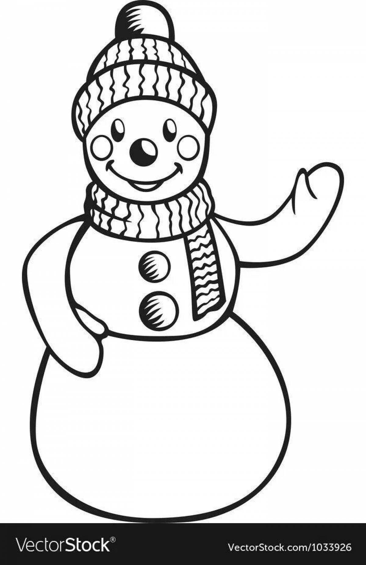 Веселые снеговики в разноцветных шапочках и шарфах