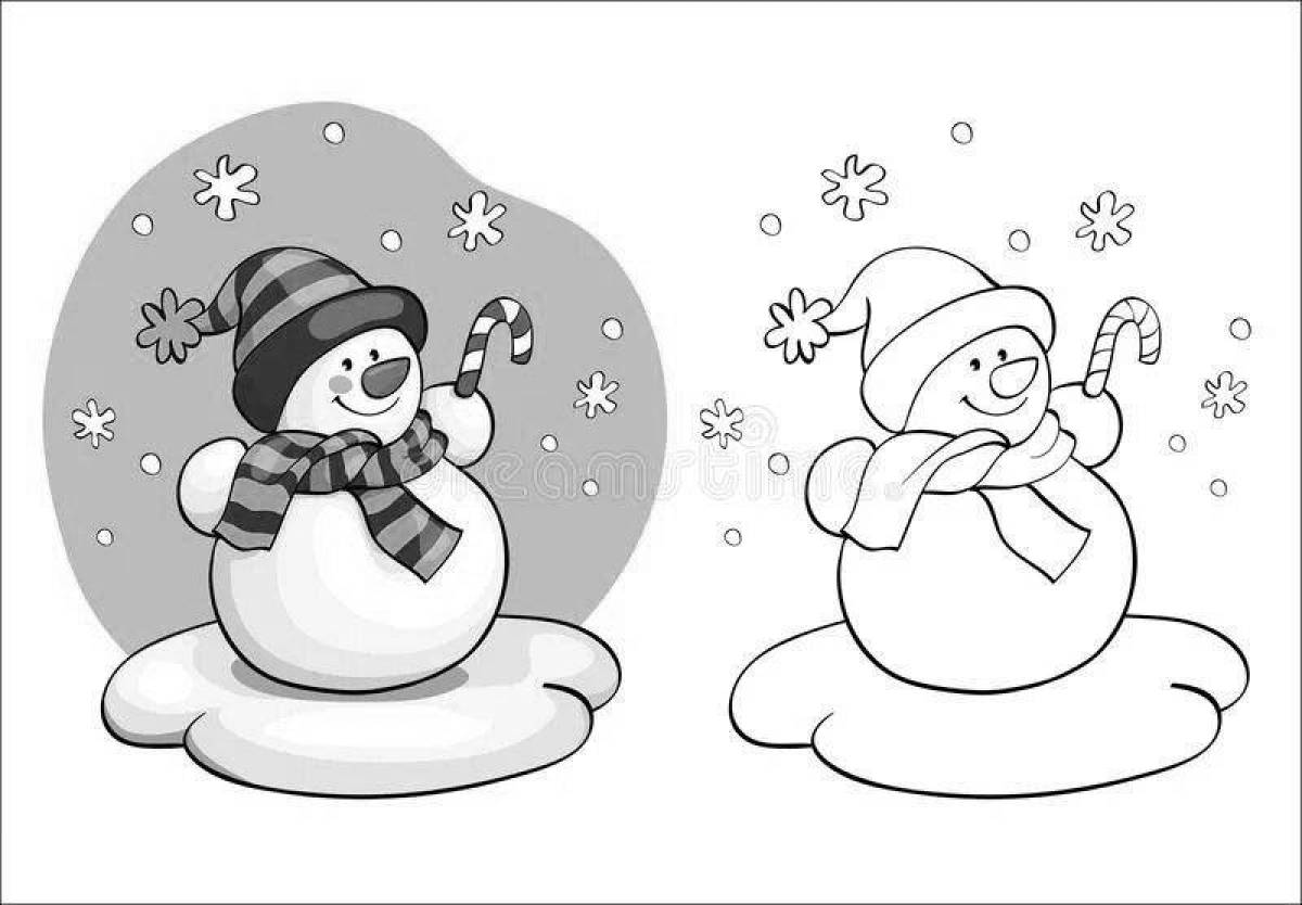 Праздничные снеговики в вязаных шапках и шарфах