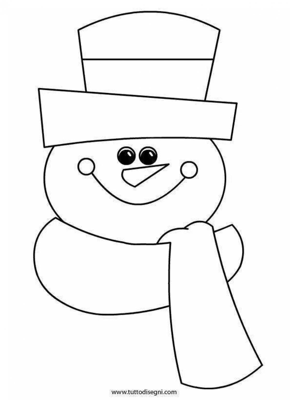Веселые снеговики в разноцветных шапках и шарфах