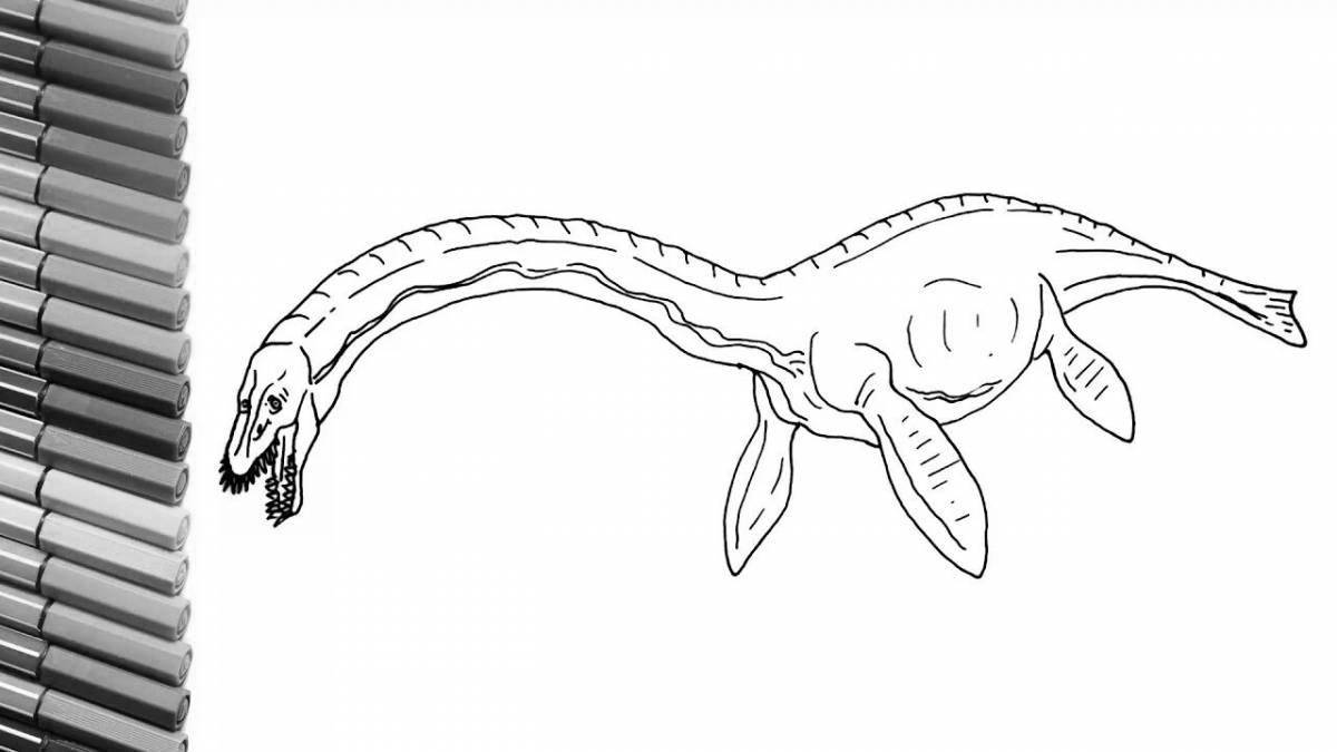 Игривая страница раскраски плезиозавра